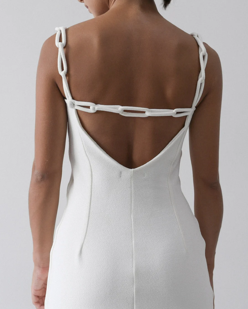 RING STRAP SHORT DRESS OFF-WHITE