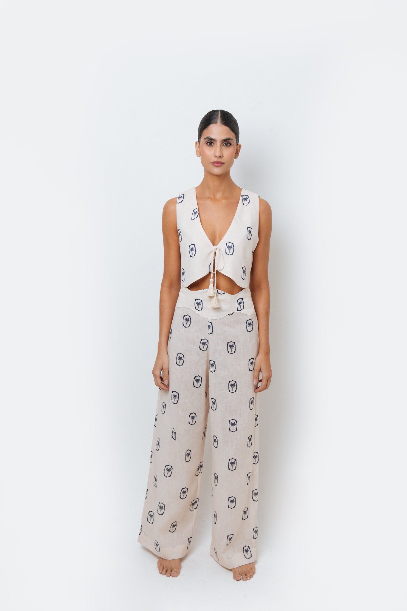 TAMMI NAVY PALMS SET PANTS