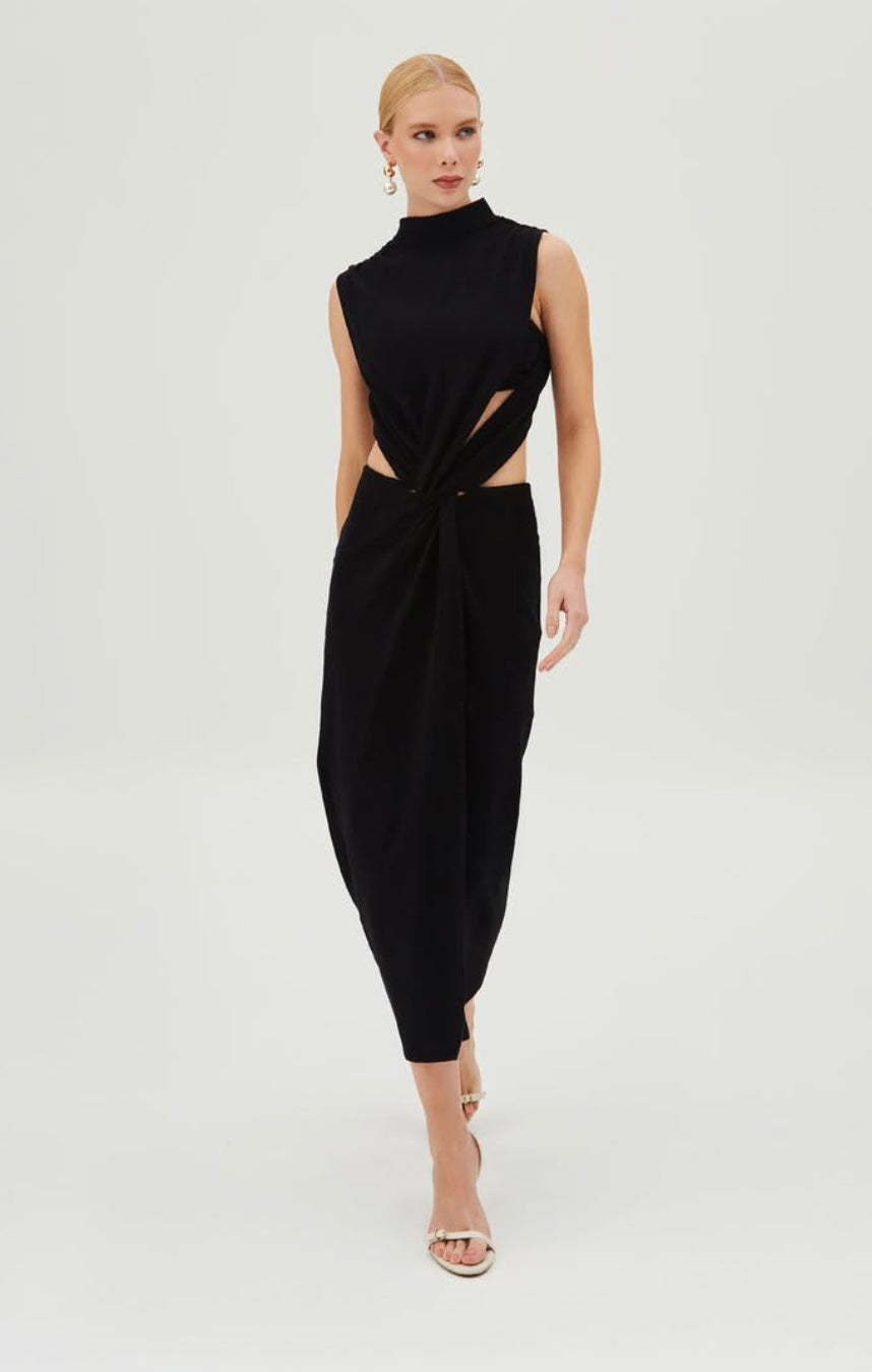 VESTIDO MIDI CON NUDO FRONTAL