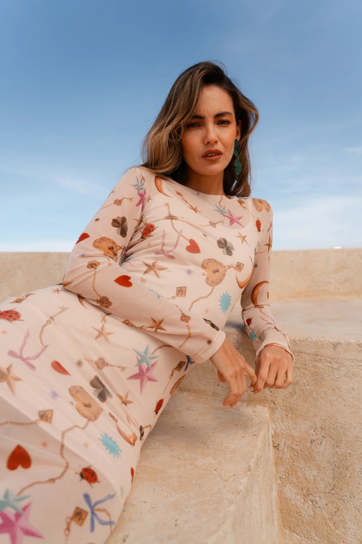 LUCKY CHARM MESH LONG DRESS