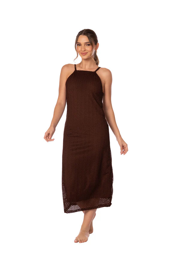I'M CHOCOLATE MACRAME KNIT DRESS