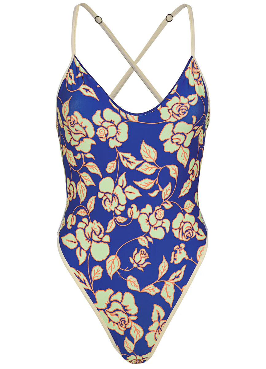 COBALT BLUE MAE CHEERY CUT CLASSIC ONE PIECE