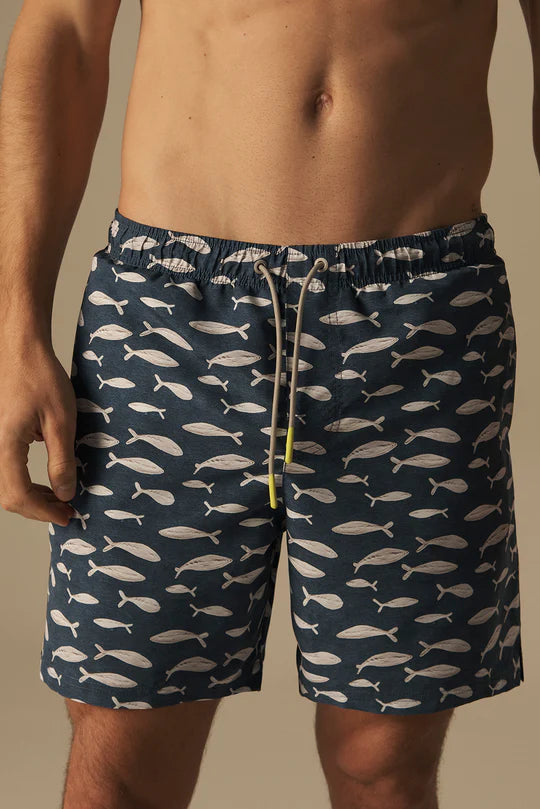 SHORT MEN NAVY BLUE FISH