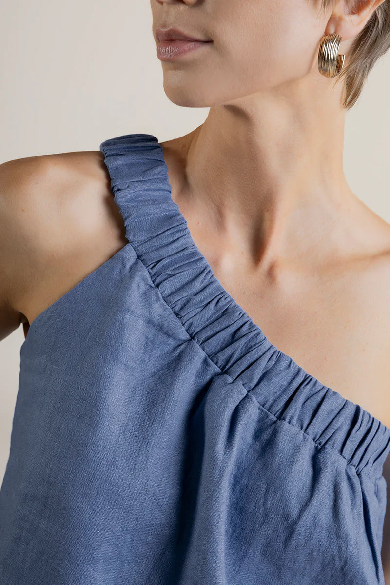 ONE SHOULDER SET BLUE LINO