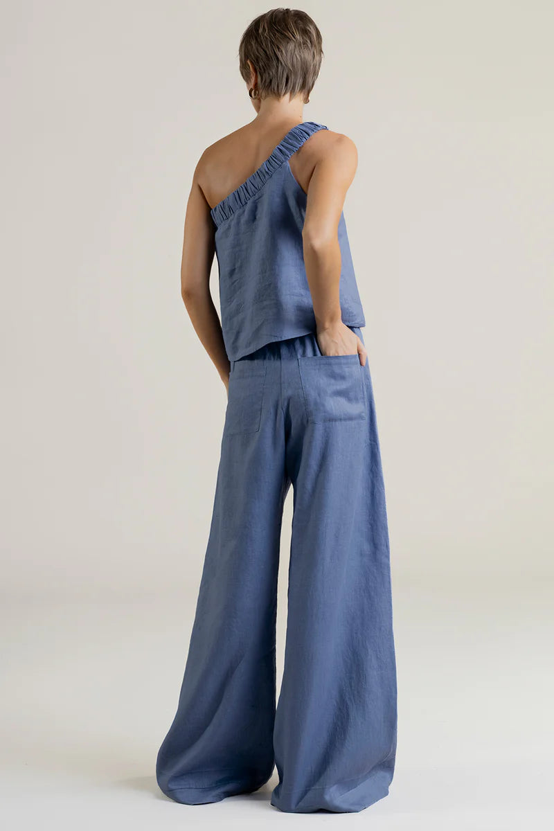 ONE SHOULDER SET BLUE LINO