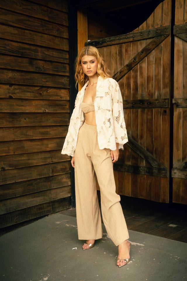 CALCA PRI BEGE WAVE PANTS