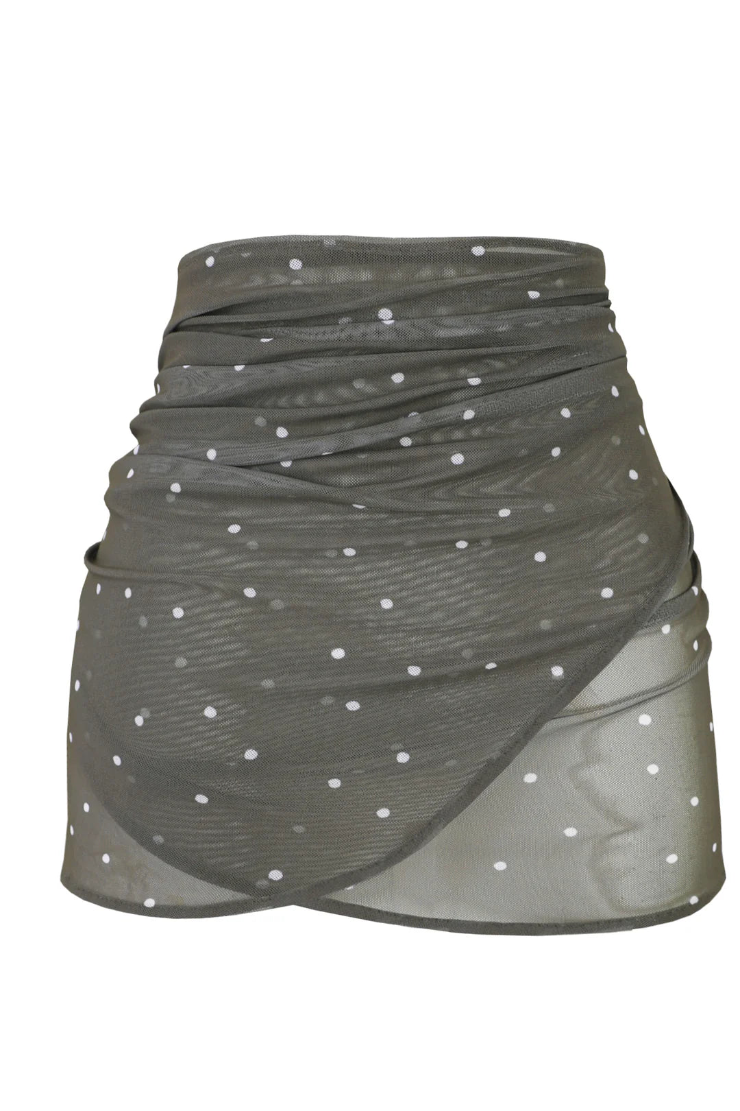 SARONG BOTTOM BROWNISH GREEN POLKA DOT PRINT