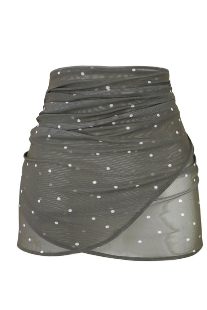 SARONG BOTTOM BROWNISH GREEN POLKA DOT PRINT