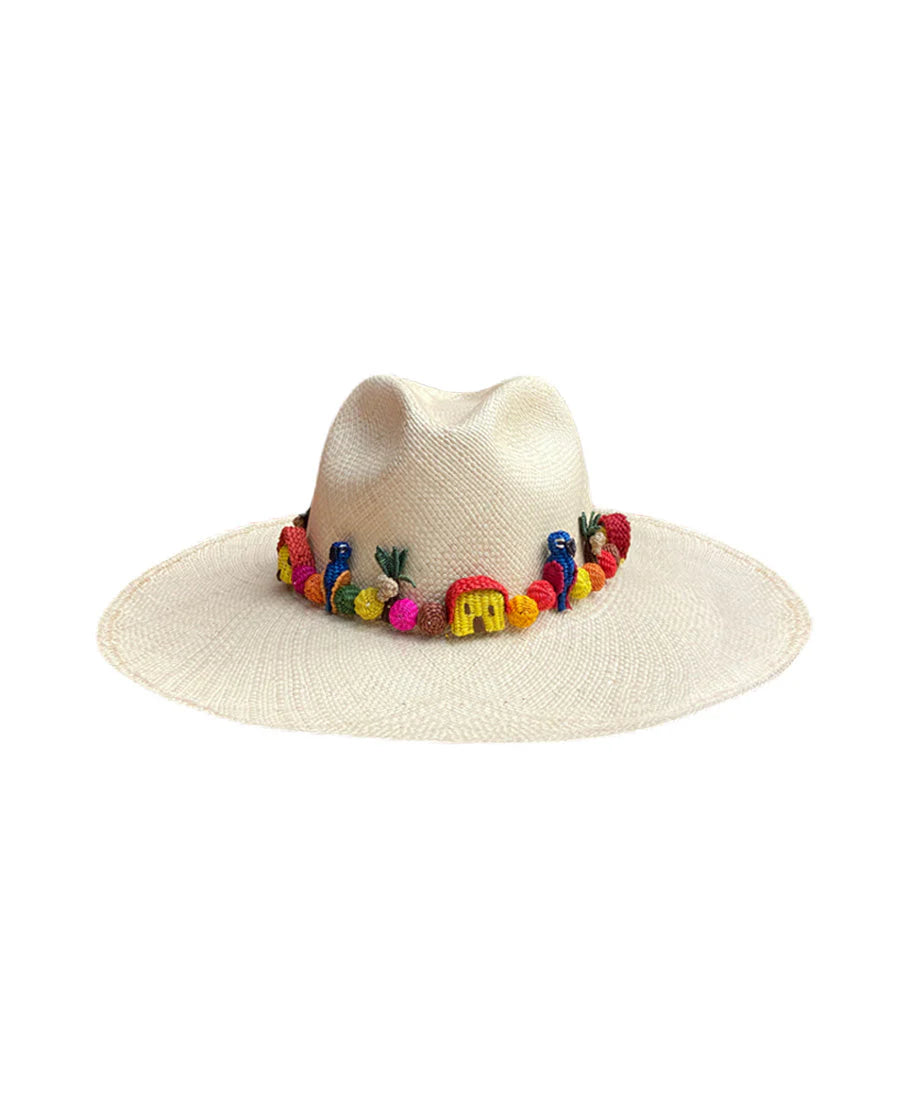 NATURAL WHITE MINI PAJARITO HAT