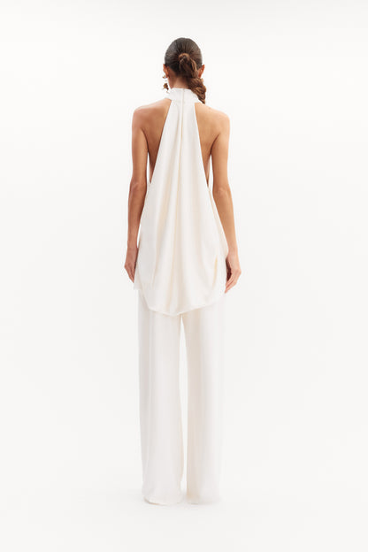 CONJUNTO BLUSA/CALÇA ALESSIA LONGO DECOTE HALTER OFF WHITE