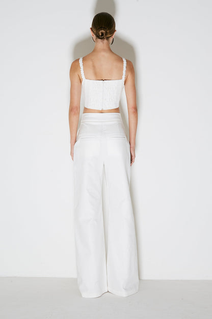 CALCA PANTALONA ESTRUCTURADA COM FRISOS OFF WHITE 45140