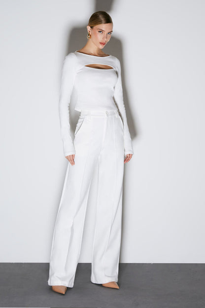 CALCA PANTALONA COM FRISOS OFF WHITE 48115