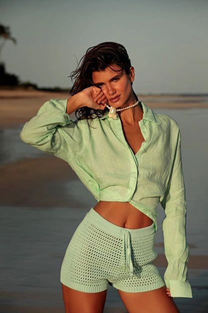 SHORT TRICOT AQUA
