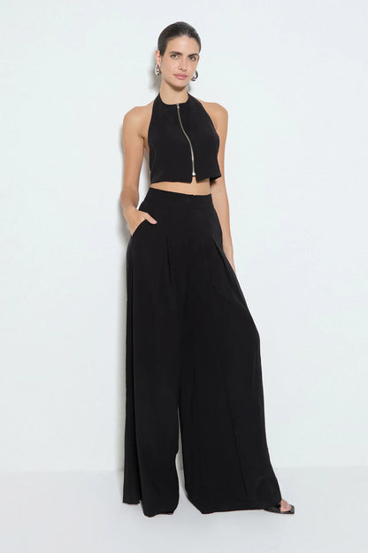 BLUSA FRENTE UNICA COM ZIPER FRONTAL PRETO