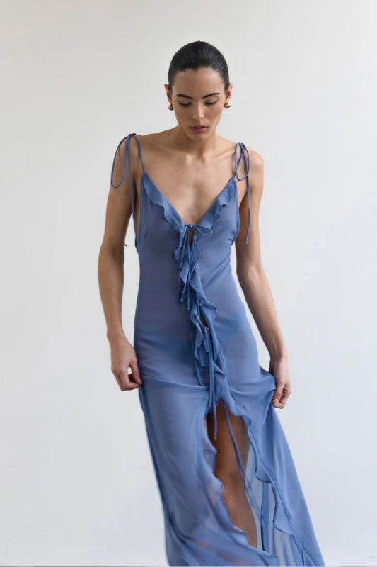 BIAS RUFFLE COVER BLUE