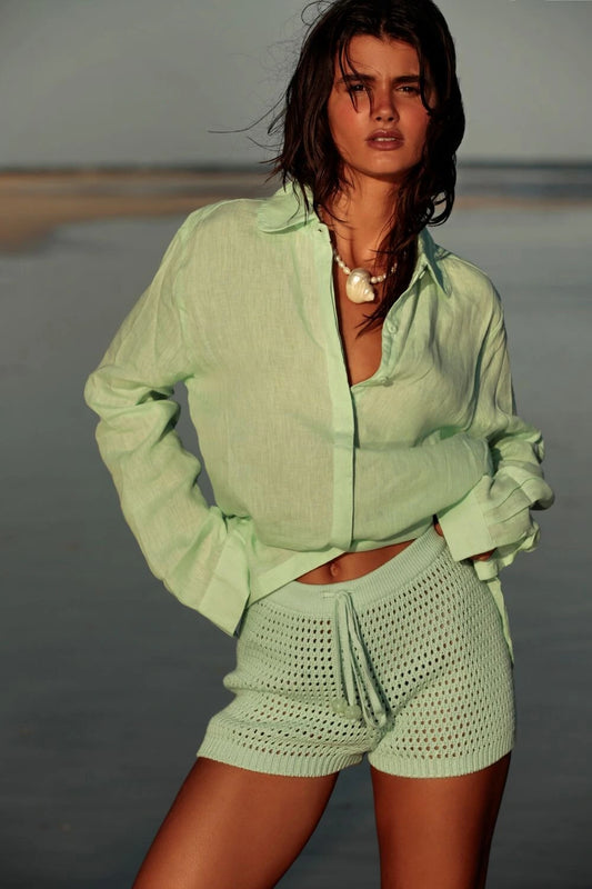 CAMISA DE LINO AQUA