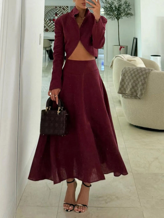 BLAZER AND LINEN SKIRT SET