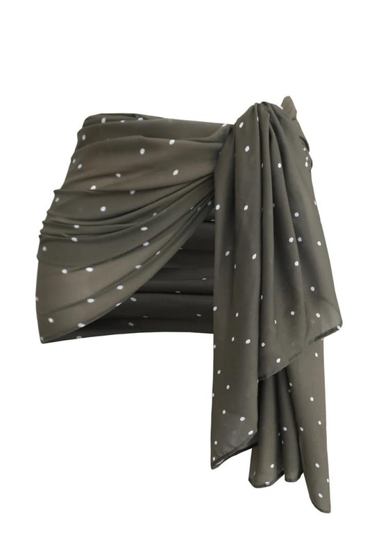 SARONG BOTTOM BROWNISH GREEN POLKA DOT PRINT