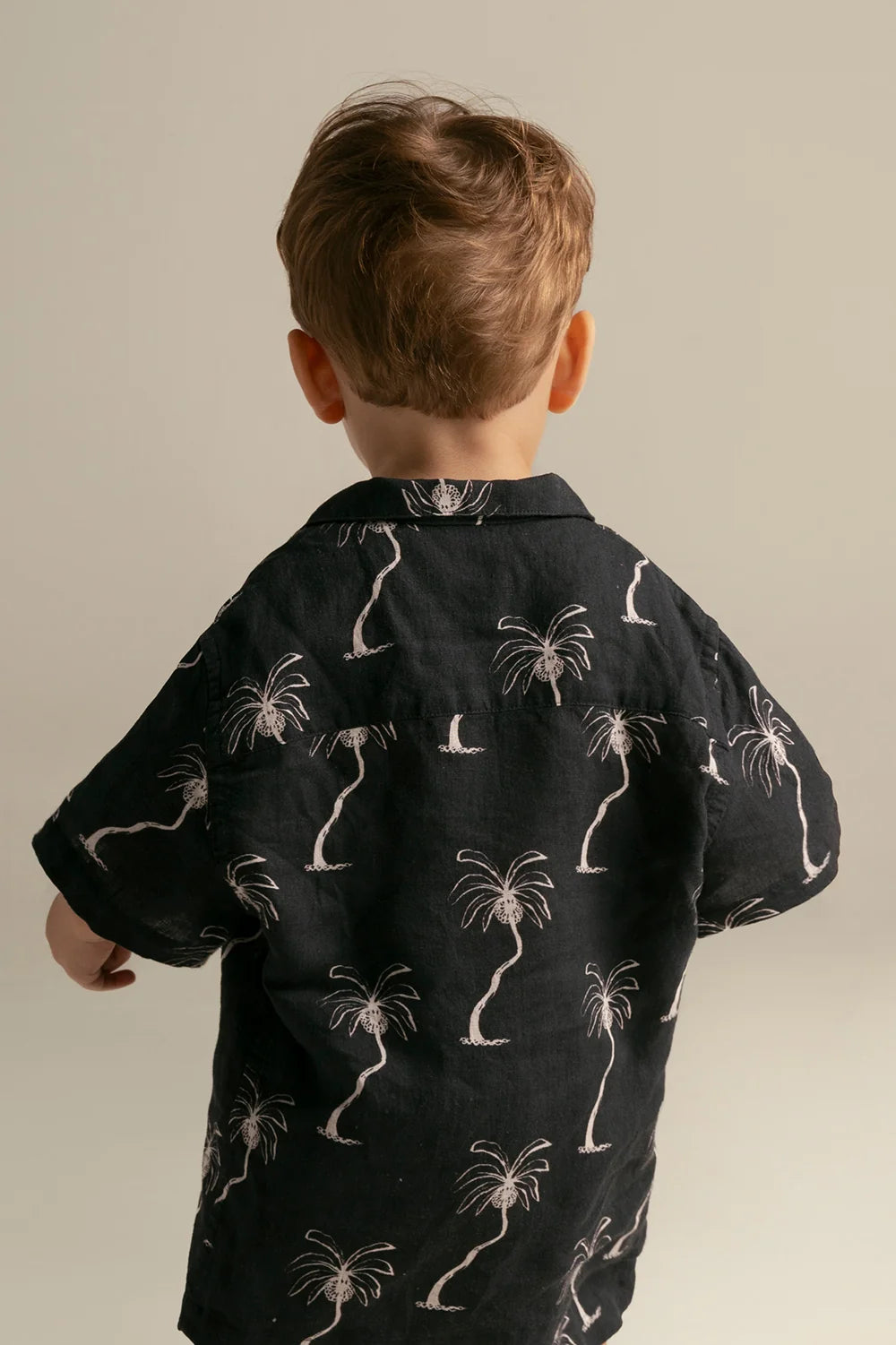 SET KIDS PALM BLACK LINEN