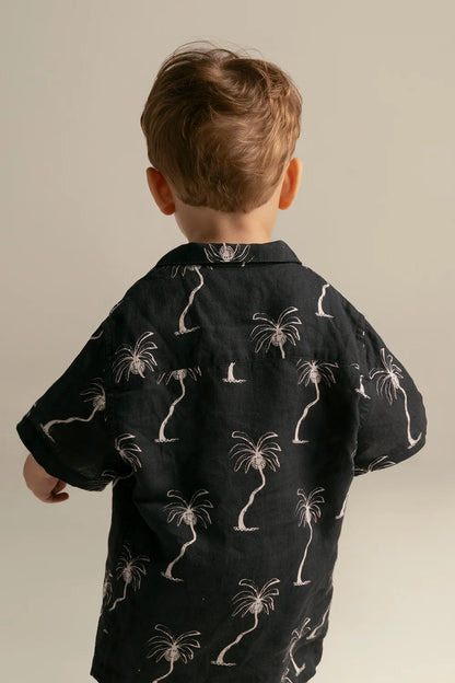SET KIDS PALM BLACK LINEN