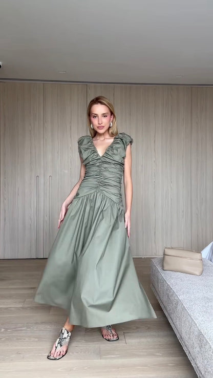 VESTIDO MIDI CON VOLUMEN