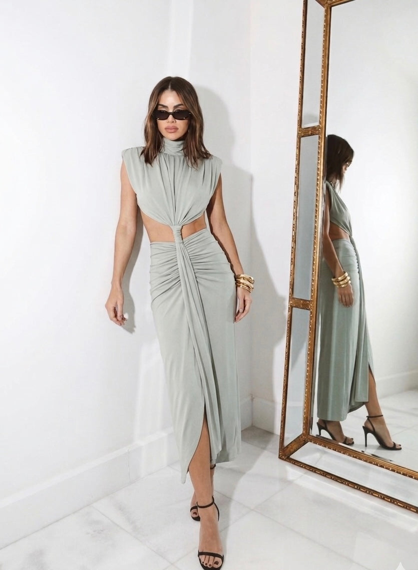 VESTIDO MIDI ABERTURA LATERAL Y COSTAS 11680