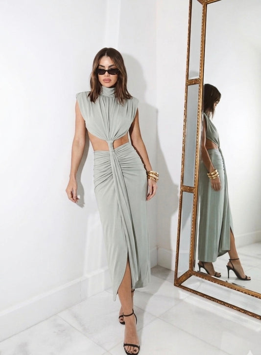 VESTIDO MIDI ABERTURA LATERAL Y COSTAS 11680