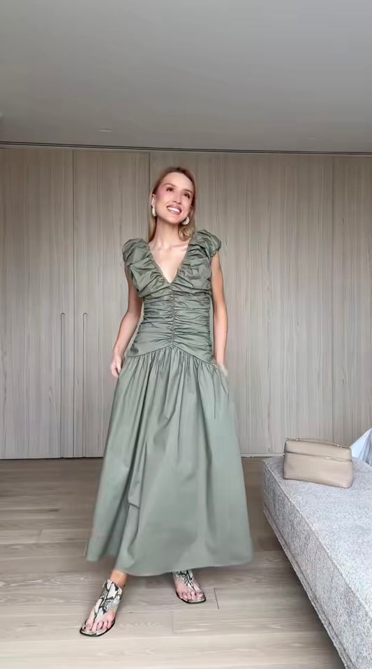 VESTIDO MIDI CON VOLUMEN
