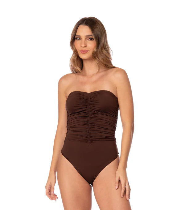 I'M CHOCOLATE RUCHED STRAPLESS ONE PIECE