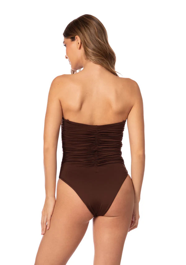 I'M CHOCOLATE RUCHED STRAPLESS ONE PIECE