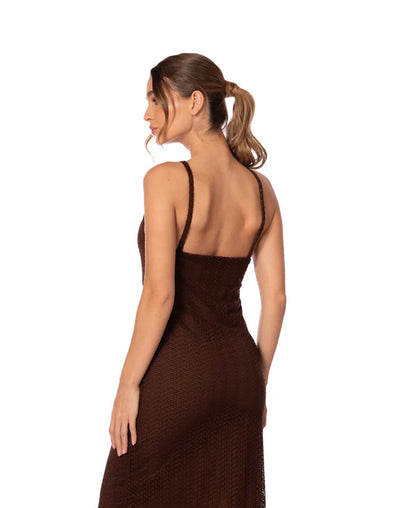 I'M CHOCOLATE MACRAME KNIT DRESS