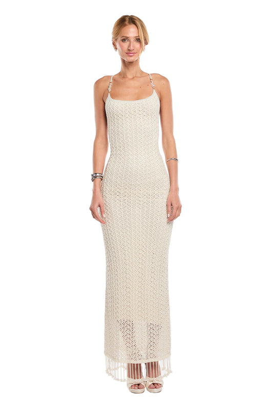 ALI WHITE PEARLS DRESS