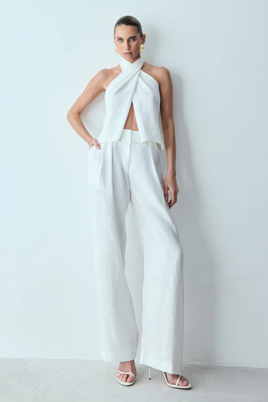 PANTALÓN CINTURA ALTA CON PREGAS