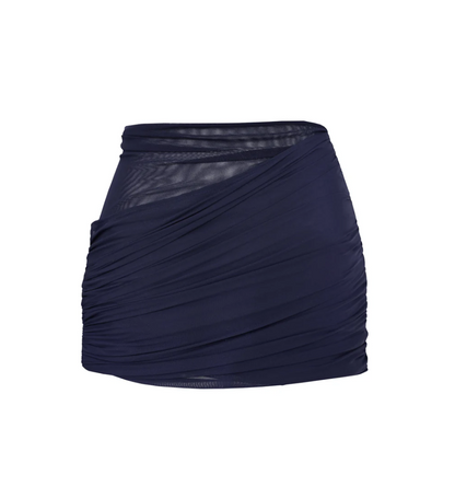 RUCHED MINI SKIRT NAVY BLUE