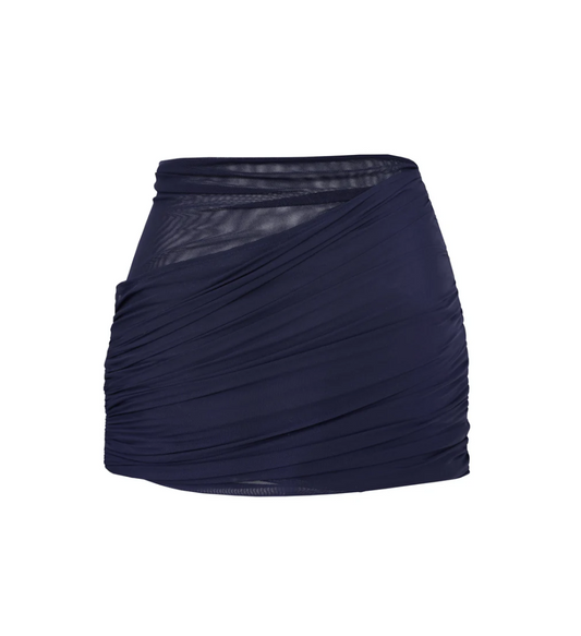 RUCHED MINI SKIRT NAVY BLUE