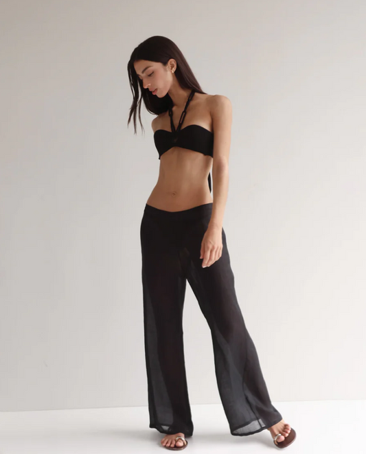 STRAIGHT LOW PANTS BLACK