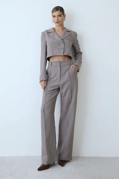 SET BLAZER CURTO TRANSPASSADO XADREZ