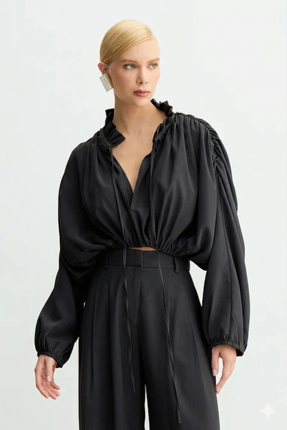 SET MANGA LONGA CAIMENTO PRETO