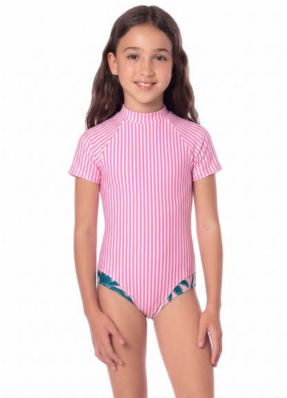 GIRLS PALM PINK ONE PIECE