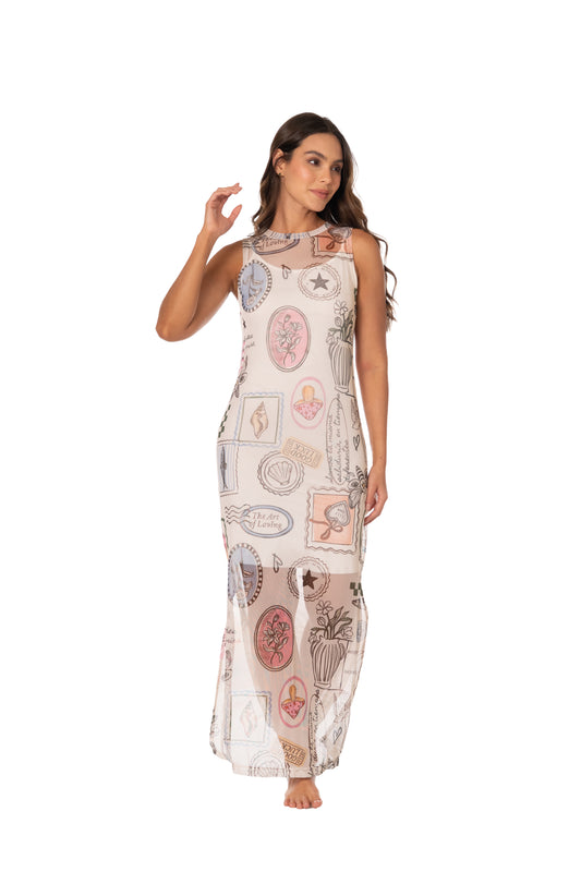 ANCIENT MESH DRESS LONG