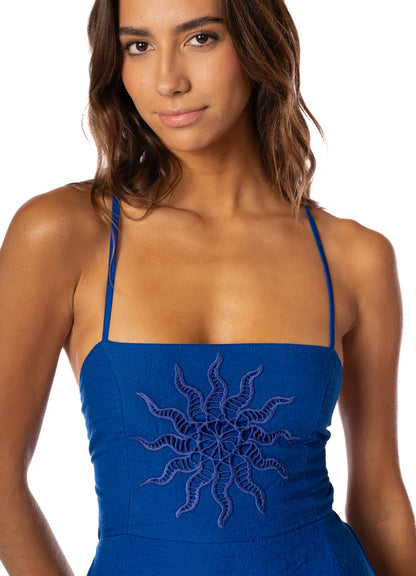 COBALT BLUE REMI V MINI DRESS