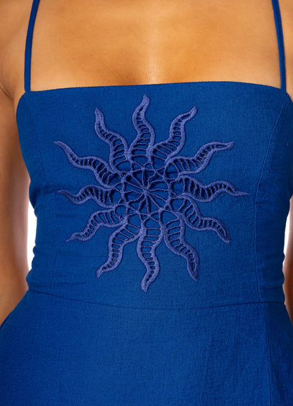 COBALT BLUE REMI V MINI DRESS