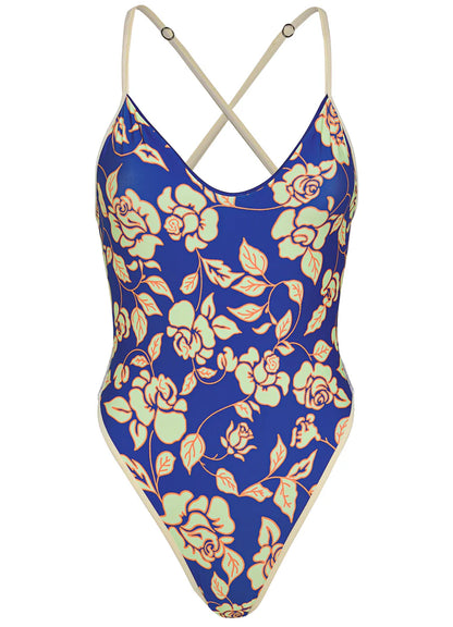 COBALT BLUE MAE CHEERY CUT CLASSIC ONE PIECE