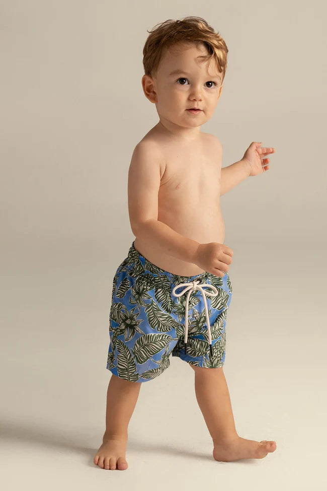 SHORT KIDS BLUE GREEN PINEAPPLE LEAVES