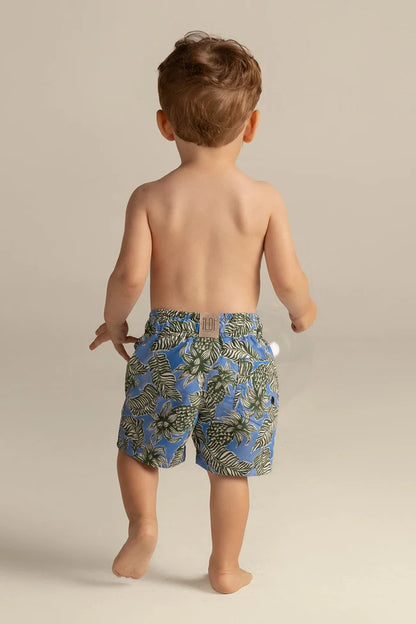SHORT KIDS BLUE GREEN PINEAPPLE LEAVES