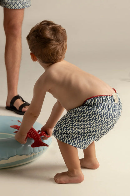 SHORT KIDS LANGOSTAS BLUE AND RED