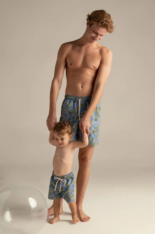 SHORT MEN BLUE GREEN PINEAPPLE LEAVES