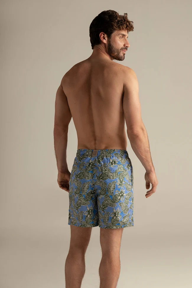 SHORT MEN BLUE GREEN PINEAPPLE LEAVES