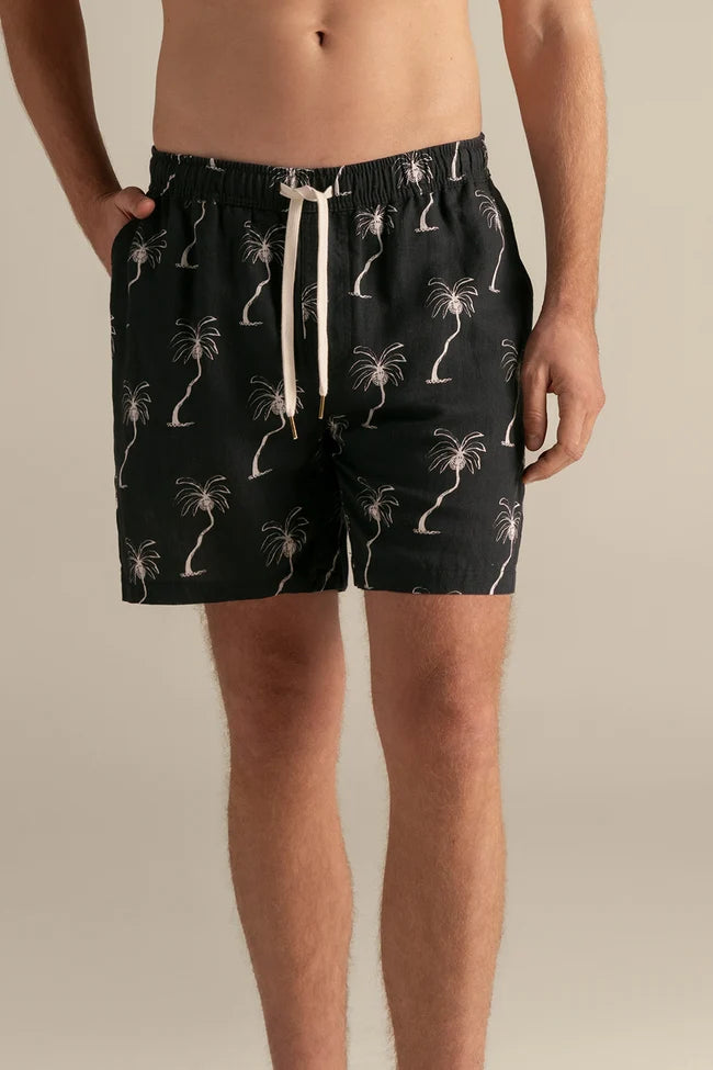 SHORT PALM BLACK LINEN