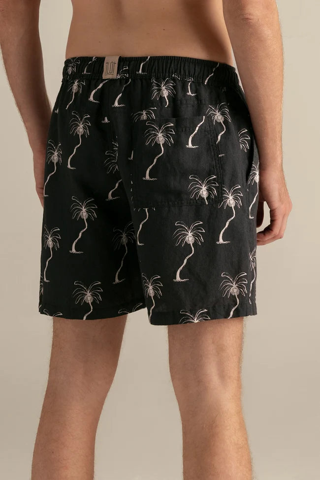 SHORT PALM BLACK LINEN